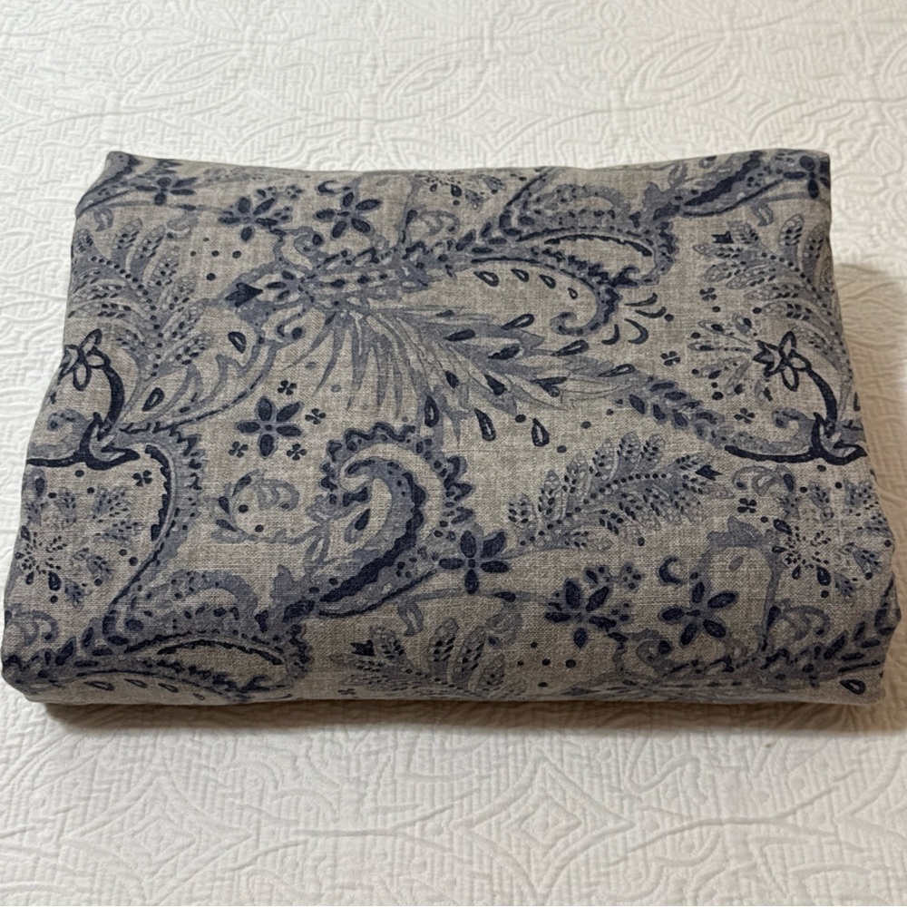 Ethan‎ Allen Queen Duvet Cover Blue Gray Paisley 90"x92" Made Italy 100% Cotton